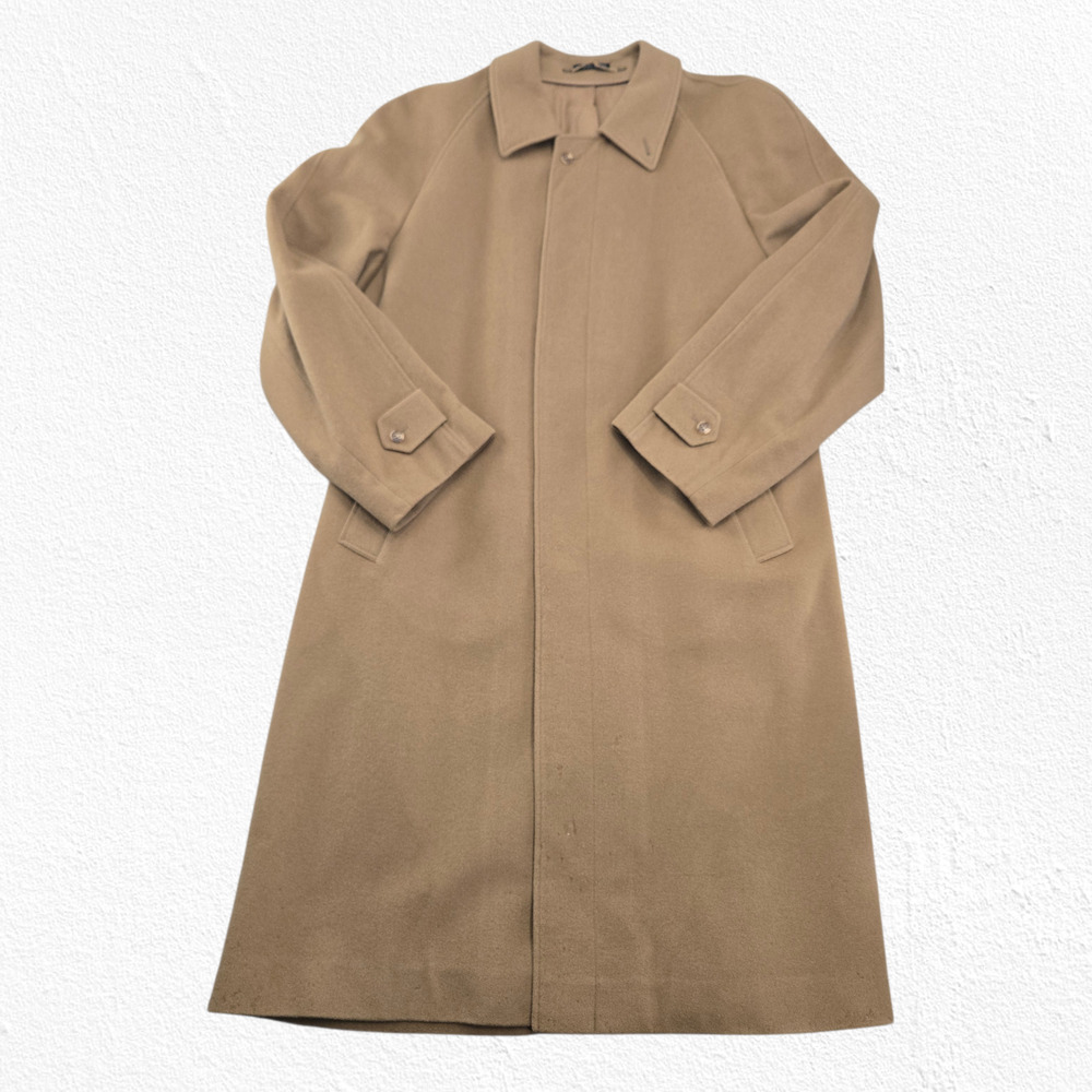 Vintage 70s Lodenfrey Camel Minimalist Overcoat West Germany Wool Mohair Coat XL - Picture 2 of 16